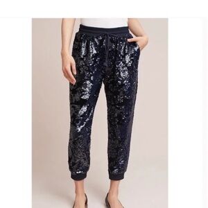 Sequin Ankle Cropped Pants - Black